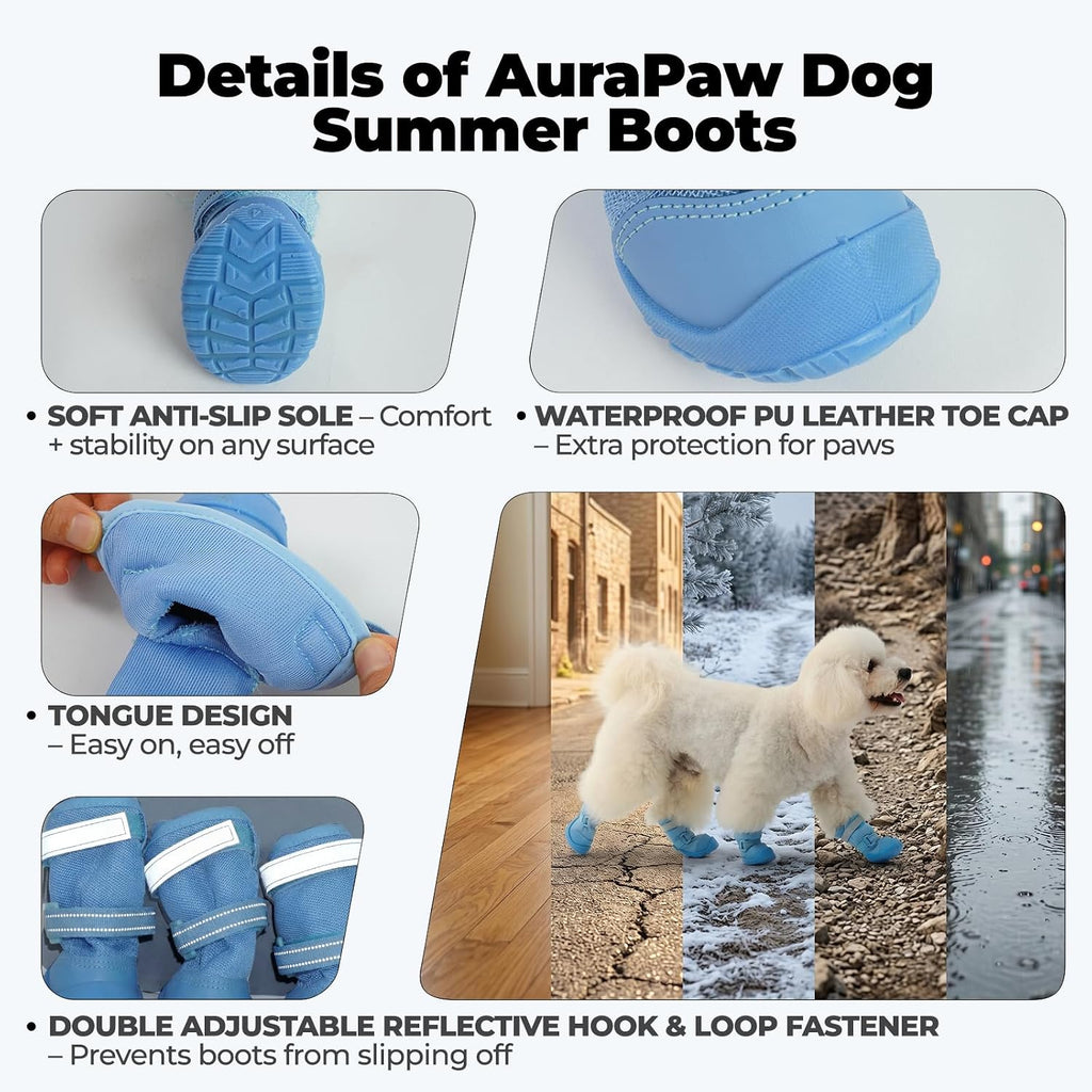 Mesh Dog Boots for Hot Sidewalks Asphalt Rainy Day and Rough Trail