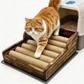 Cat Litter Box Step, 3‑in‑1 Cat Scratch Post,Cat Bed Scratcher (Natural)