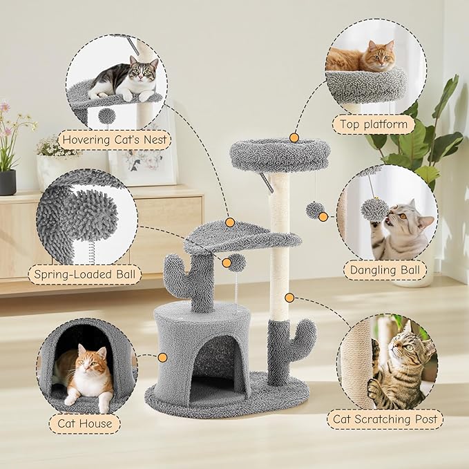 33 Inch Small Cat Tree Tower, Cat Tree - Image 2
