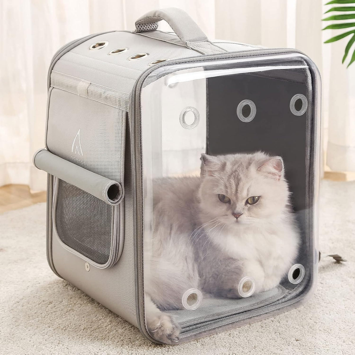 Cat Backpack Carrier Large Pet Backpack Carrier, 17lbs Load-Bearing Ventilated Design Dog Backpack Carrier for Small Dogs, Sturdy Cat Bubble Backpack for Travel, Hiking & Outdoor Use, Grey