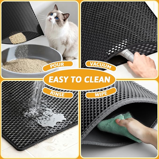 Pieviev Cat Litter Mat Double Layer Waterproof Urine Proof Trapping Mat 1 Pack) - Image 6
