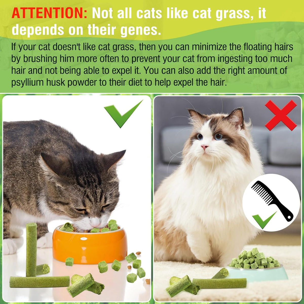 50g Cat Grass Teething Stick, Freezed Drying Cat Grass Sticks Snacks for Cats, Edible Cat Treats for Teeth Cleaning and Hairball Removal
