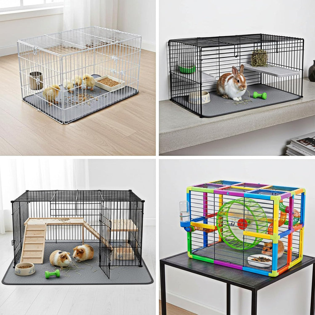 EupHHonycs 4 Pack Guinea Pig Cage Liners 16''X30'' Washable Guinea Pig Pee Pads Waterproof Reusable & Anti Slip Fleece Bedding Pads for Small Animals Bunny Rabbit Hamster, Gray