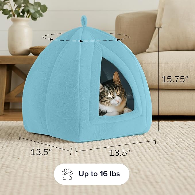Cat House Indoor Cat Bed with Removable Foam Cushion, Plush Cat Tent Bed - Image 6