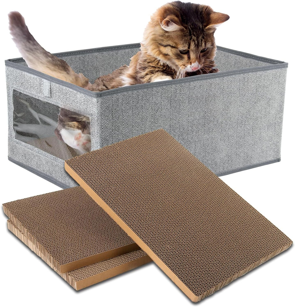 Kichwit Large Cat Scratching Pads, 3pcs Cat Scratcher Cardboard with a Box