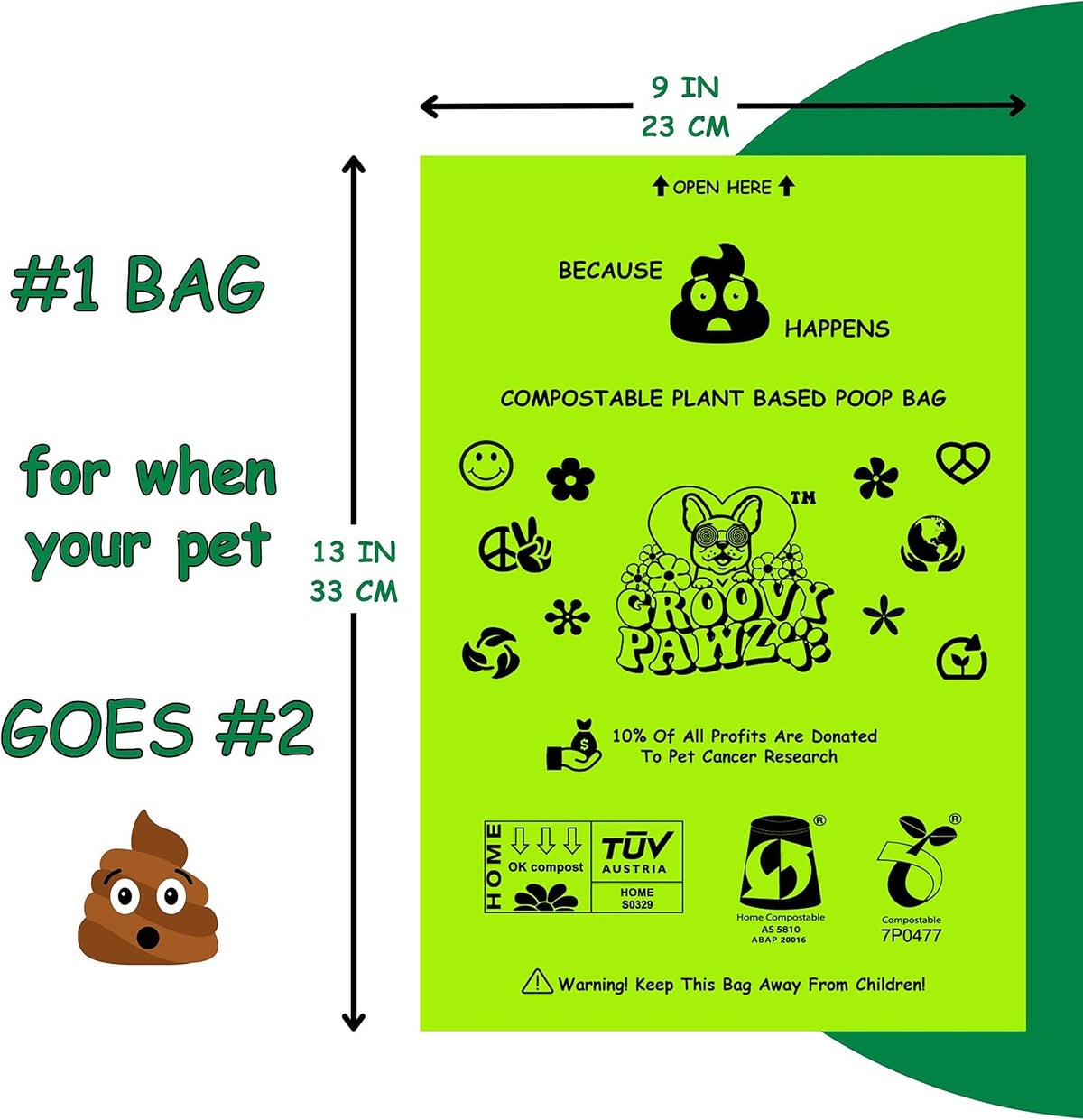 Certified Compostable Dog Poop Bags, 240 Count, Plant Based, Eco Friendly, Extra Strong, Leakproof, No Odor, Pet Supplies