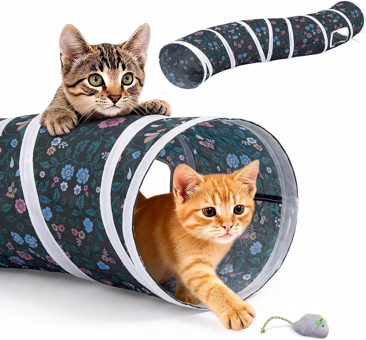 Glittme S-Shape Cat Tunnel, Foldable Cat Tunnels for Indoor Cats