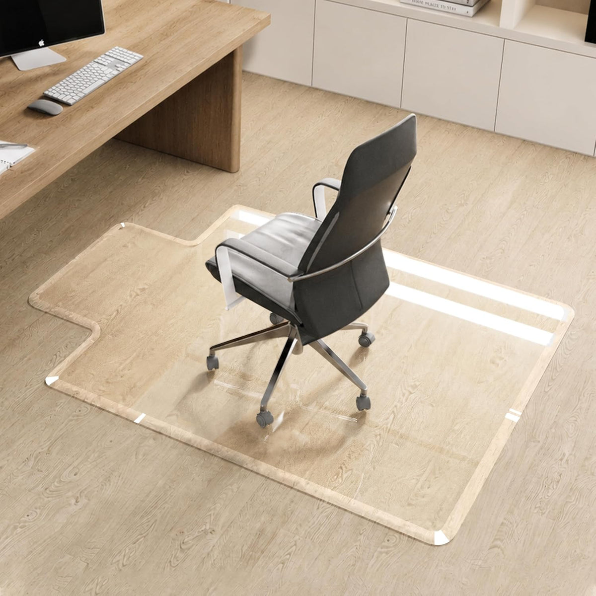 MESAILUP Beveled Edge Office Chair Mat with Lip for Carpet or Hardwood Floor, Crystal Clear 36" x 48" for a Smooth Glide and Easy Roll On/Off, Hard Heavy Duty and Non-Slip Desk Chair Mat