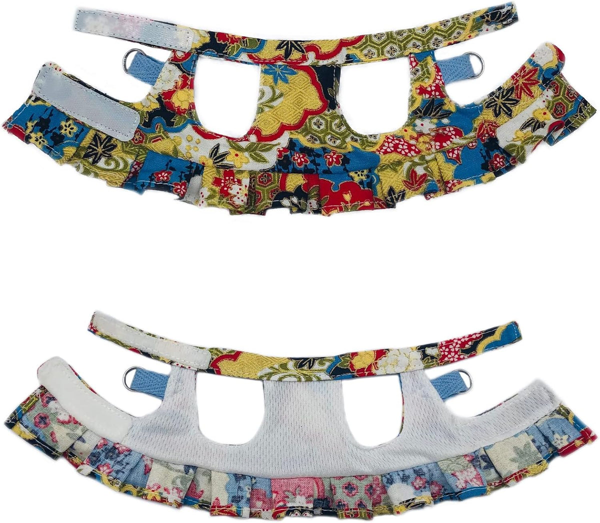 Squirrel Harness and Leash Set, Adjustable Flora Blue Printing, for Ferret, Squirrel, Dwarf Chinchilla, Guinea Pig, Fancy Rat