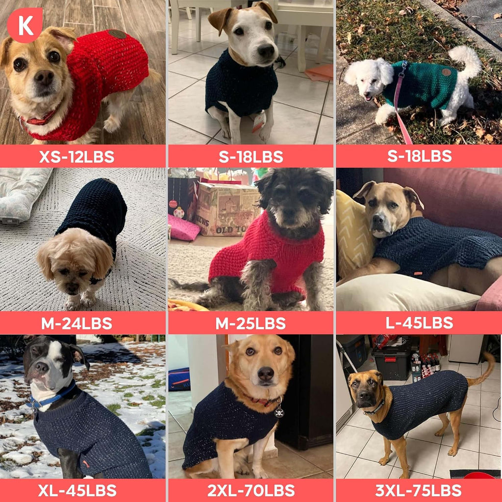 KYEESE Reflective Yarn Dog Sweater for Small Medium Dog Thick Knit Pullover