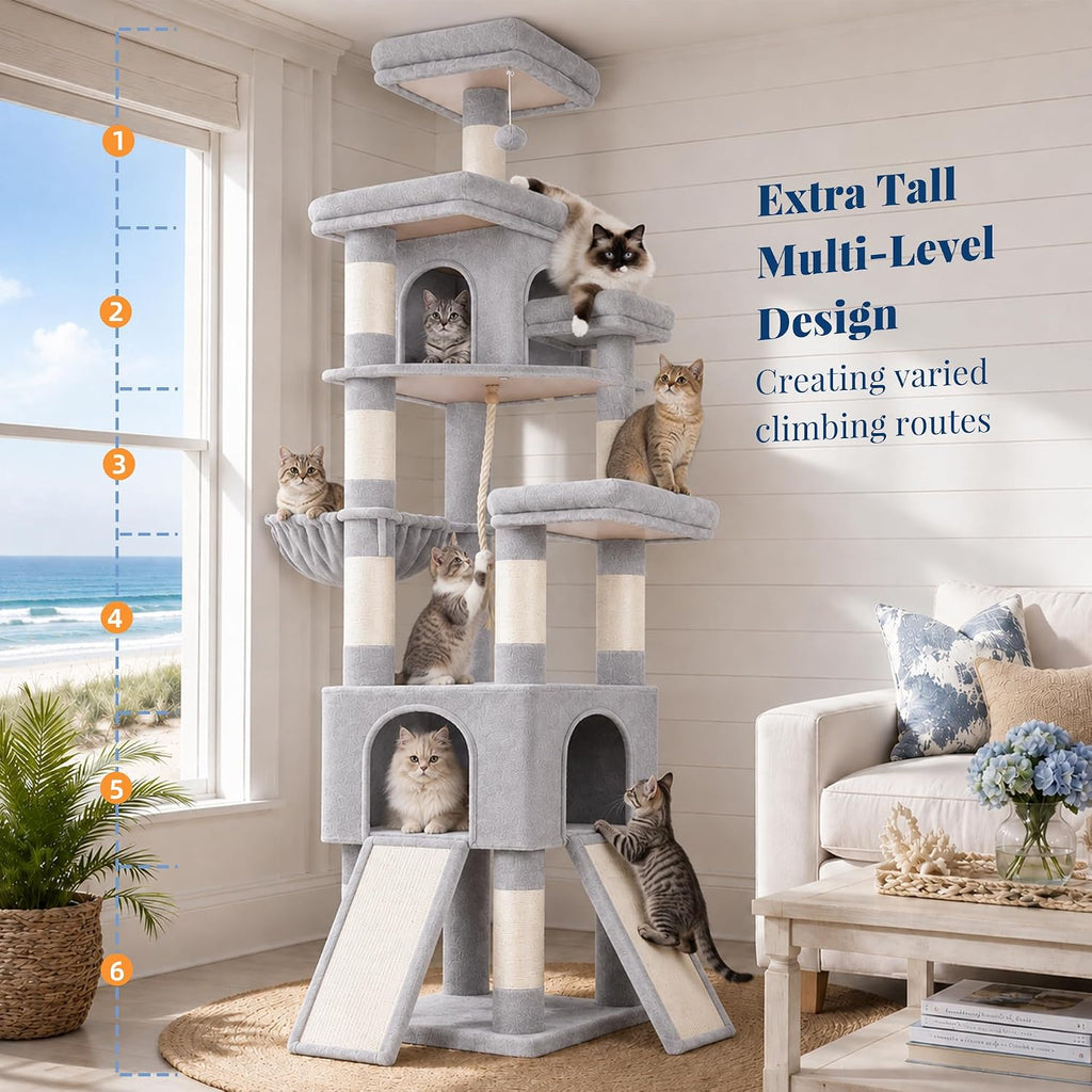 Hey-brother Cat Tree Tower, Extra Tall Multi-Level Corner Design, MPJ087W