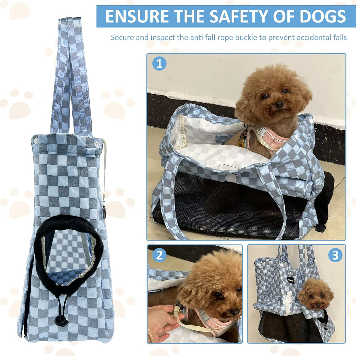 Dog Sling Carrier Pet Sling Carrier for Small Dog & Cats, Puppy Sling with Pockets, Classic Breathable Design for Travel, Camping & Outdoo,Maximum Load Capacity of 22 Pounds.