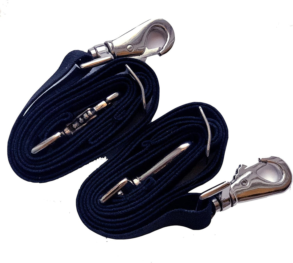 Majestic Ally Pack of 2 Adjustable length Horse Blanket Sheet Replacement Elastic Leg Strap with Double Swivel Snaps (Navy)