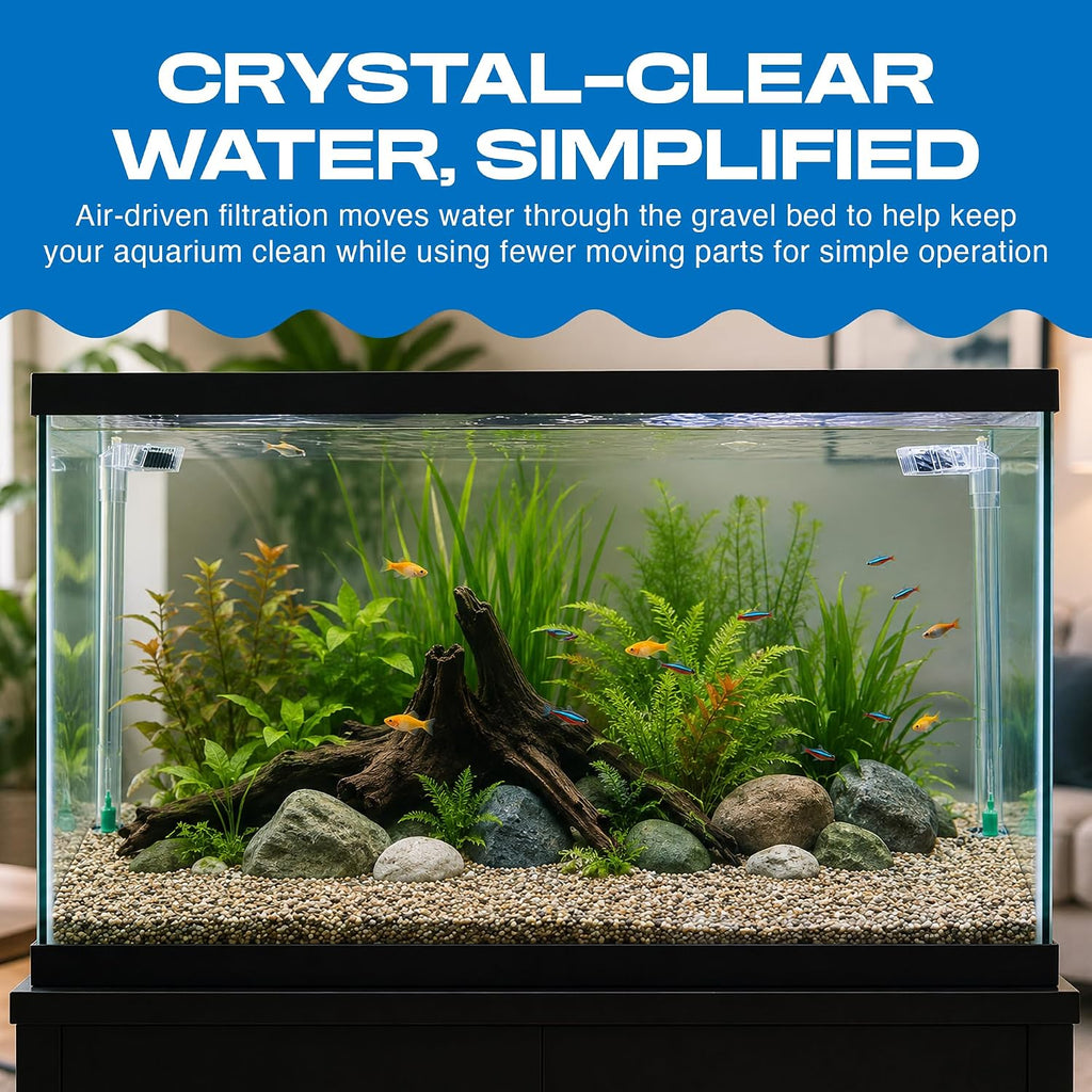 Penn-Plax Undergravel Aquarium Filter for 20 (Long) - 29 Gallon Tanks – Two 14” x 11.1” Plates – Under Gravel System for Clear, Clean Water – Safe for Freshwater and Saltwater Tanks