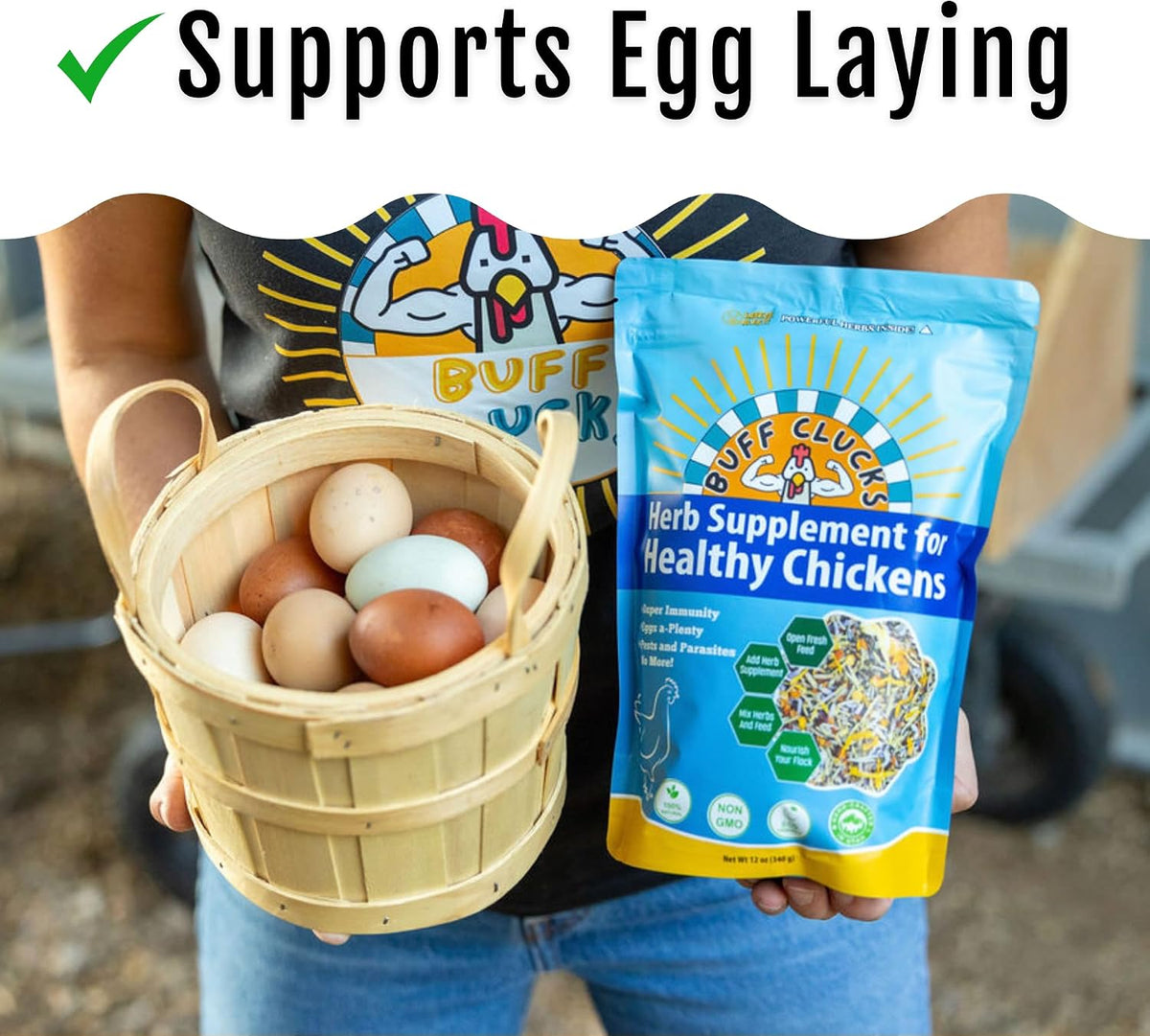 Buff Clucks Healthy Chickens Bundle - Herb Supplements for Backyard Chickens and Grub Fuel Black Soldier Fly Larvae - Nutrient Packed Chicken Treats, Poultry Feed