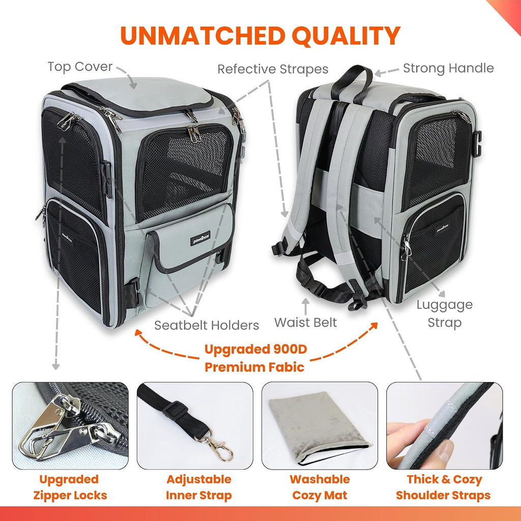 Crash-Tested Multi-Window Dog Backpack Carrier - Certified Crash Protection