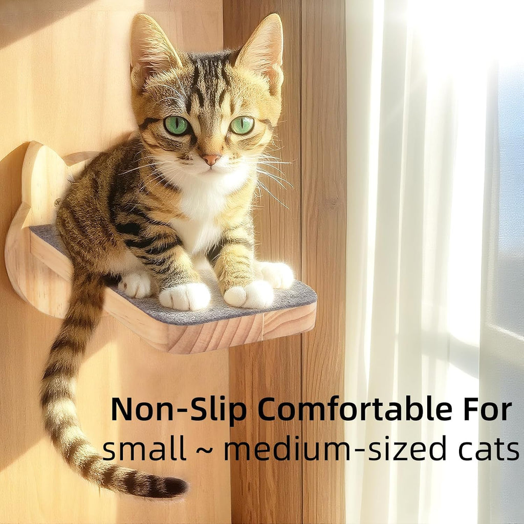 ESPETS Natural Solid Wood Cat Wall Floating Steps, Set of 3