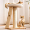 Solid Wood Cat Tree Tower, Cat Scratching Post with Bed, 27" Small Cat Tree, Compact Cat Tower with Scratching Pad and Removable Cat Bed, Modern Cat Tower for Indoor Cats Large Adult.