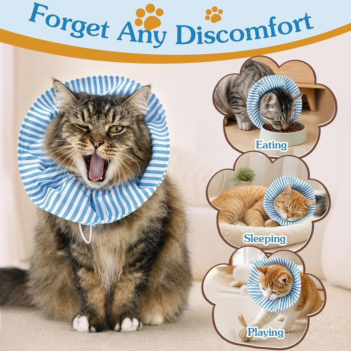 Cat Cone Collar Soft Recovery Collar Adjustable Surgery Cone for Kittens