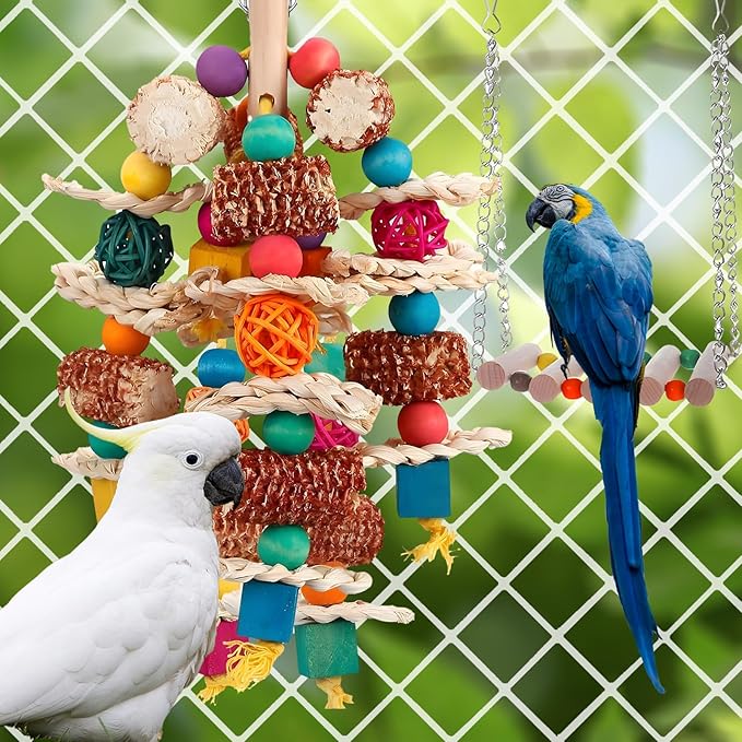 2 pcs Parrot Toys, Natural Corn Cob Bird Chewing Toys and Bird Swing Toy - Image 5