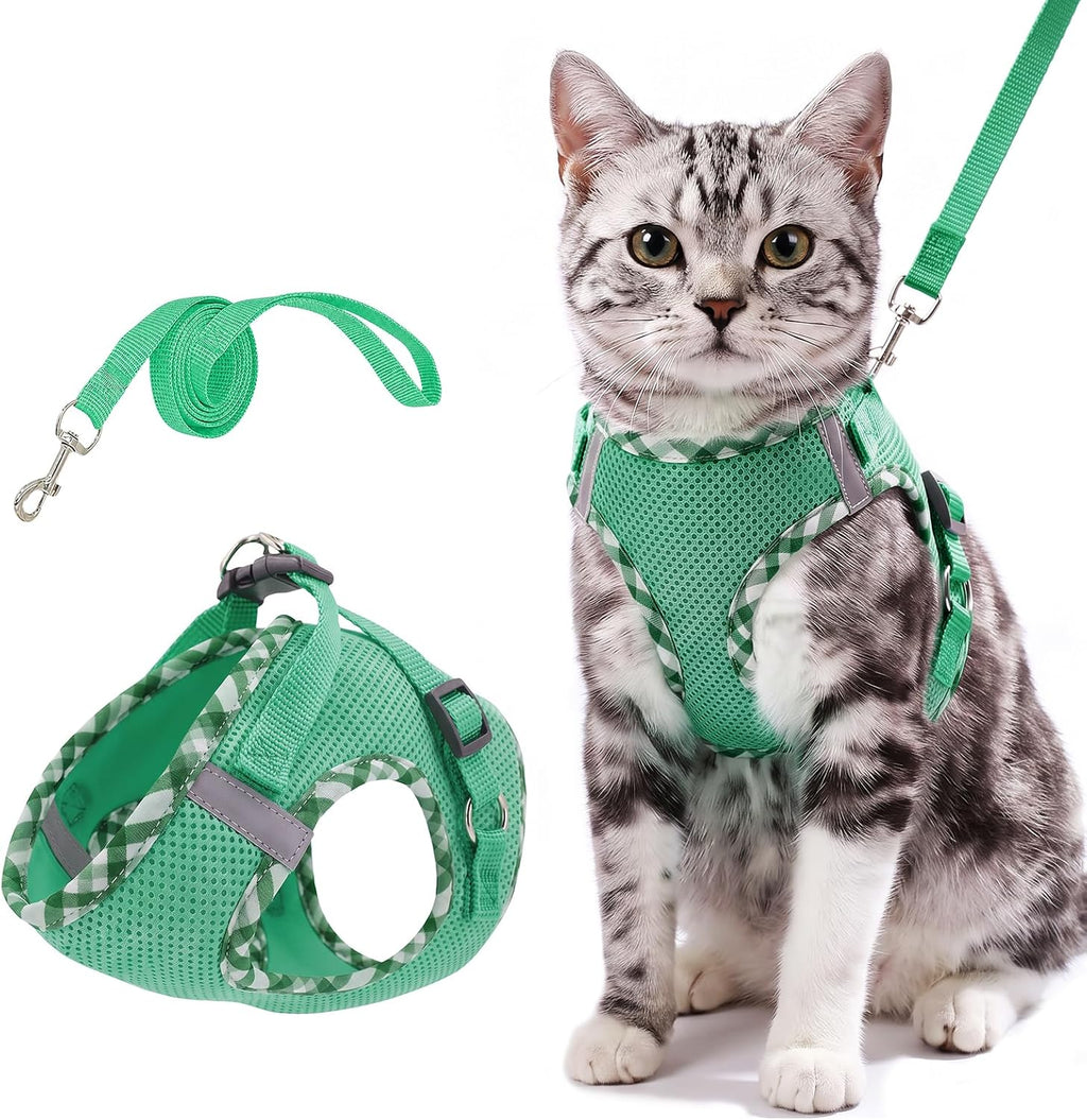 Tensho Cat Harness and Leash Set Escape Proof Vest, Green S