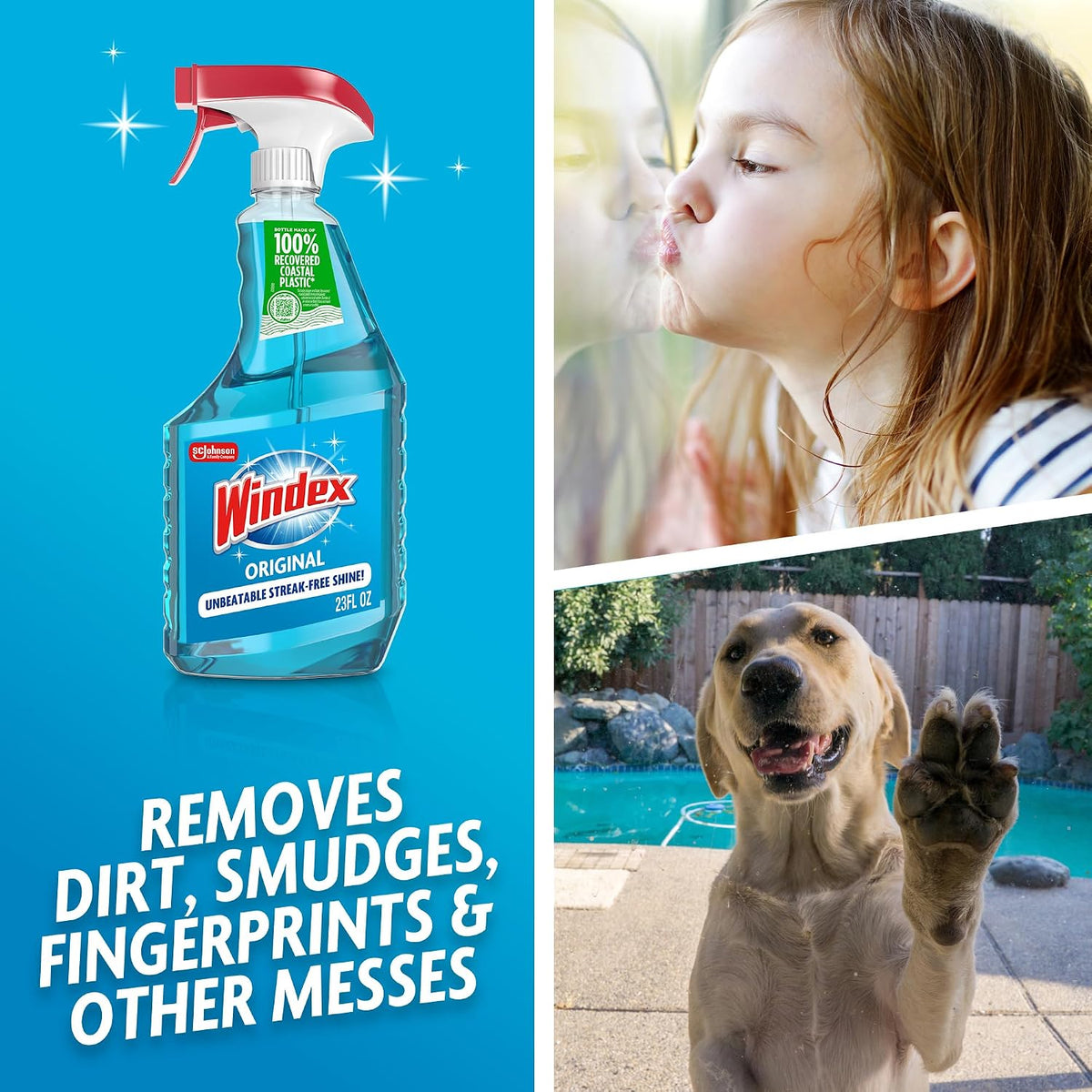 Windex Glass & Window Cleaner Spray Bottle, Original, 23 oz (6-Pack)