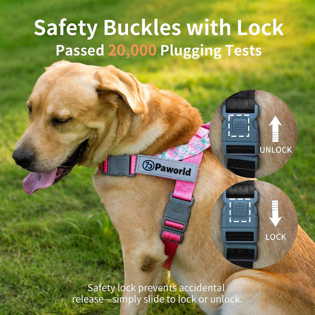 No Pull Dog Harness and Leash Set, Australian Dog Harness, Service Dog Harness with Handle and 4 Reflective Patches, Adjustable Training Vest for Small, Medium and Large Dogs (Pink,XS)