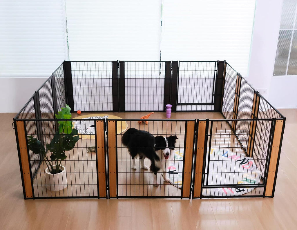 Furniture Style Dog Playpen 32" H, 10 Panels, Oak