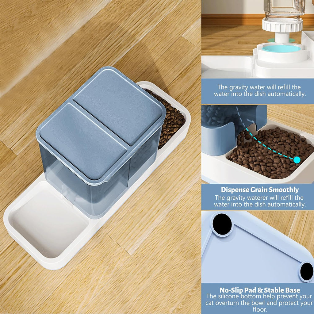 Yummy Sam Automatic Small Pet Feeder and Water Dispenser, Blue