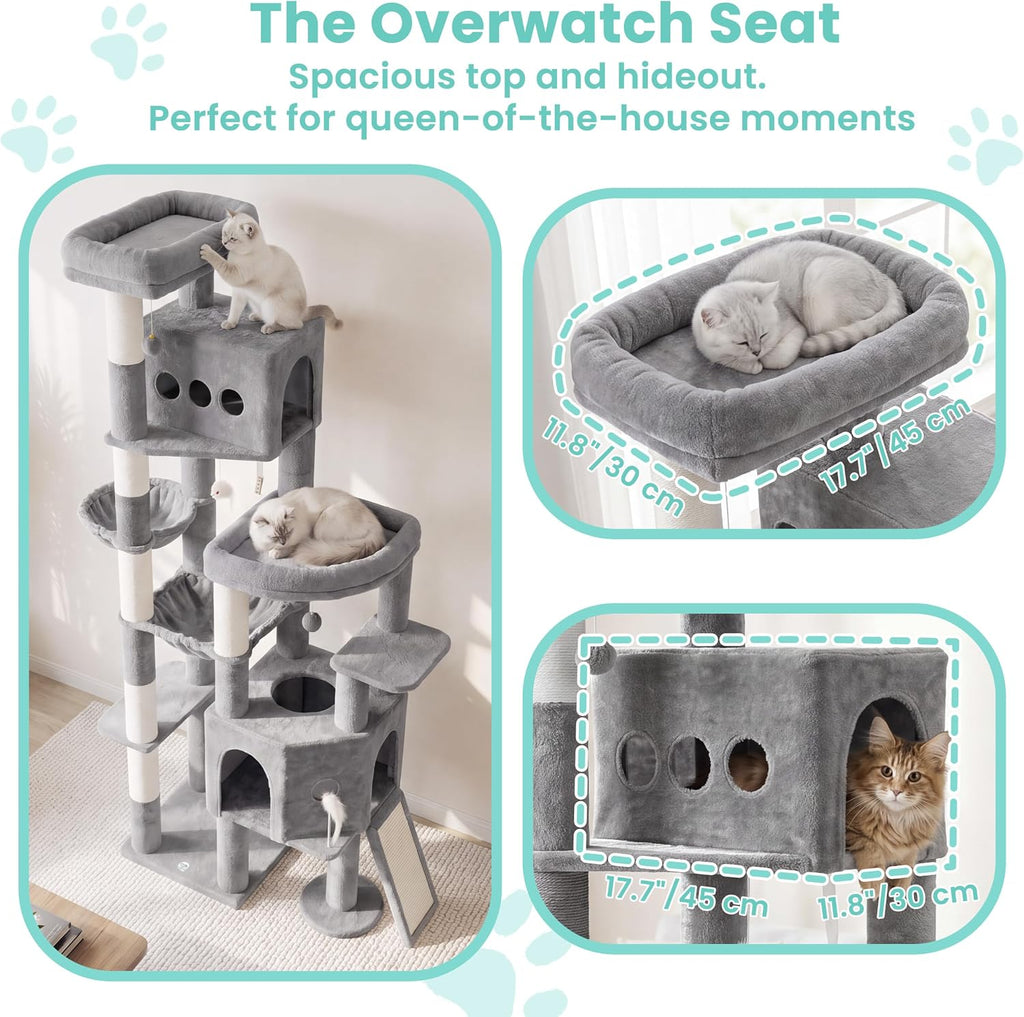 Cat Tree, 78.7" Tall Heavy Duty Cat Tower for Indoor Cats VCT033W