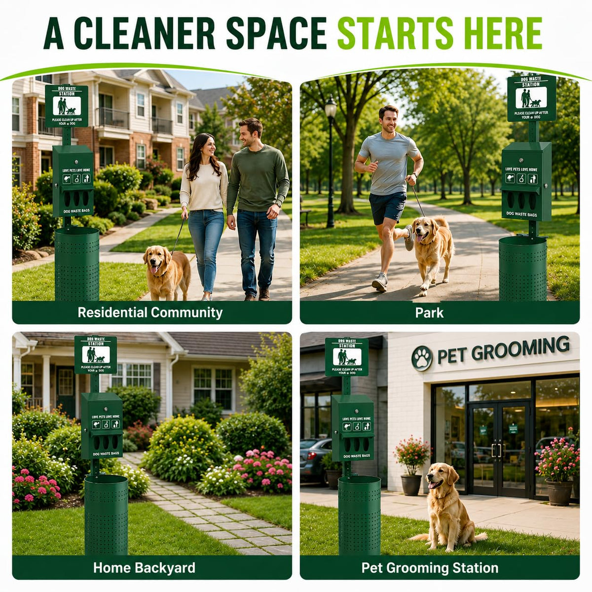 Dog Waste Station, 11.5 Gallon Pet Waste Station with Lockable Bag Dispenser – Heavy Duty Outdoor Dog Poop Station with Poop Bags & Can Liners for Parks, Apartments, Communities & Backyards