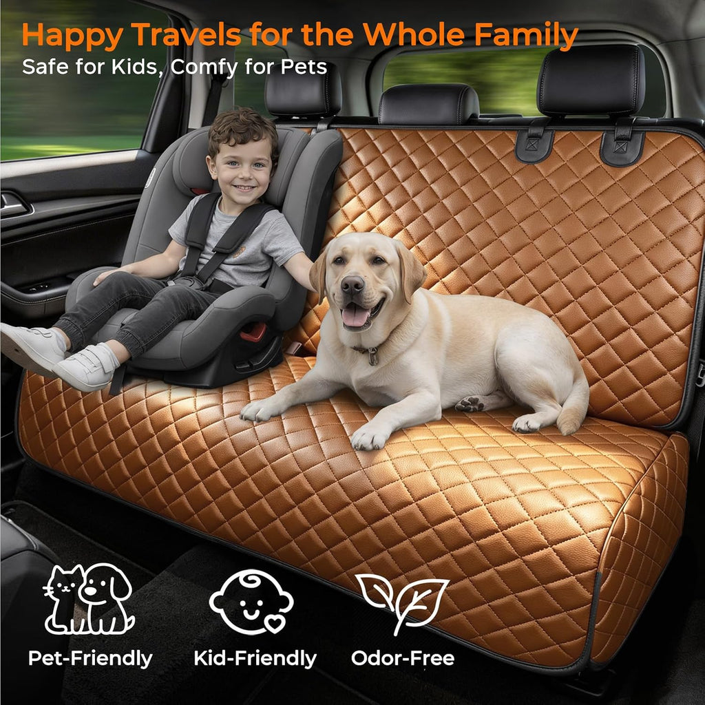 URPOWER Dog Car Seat Cover for Back Seat, Waterproof PU Leather
