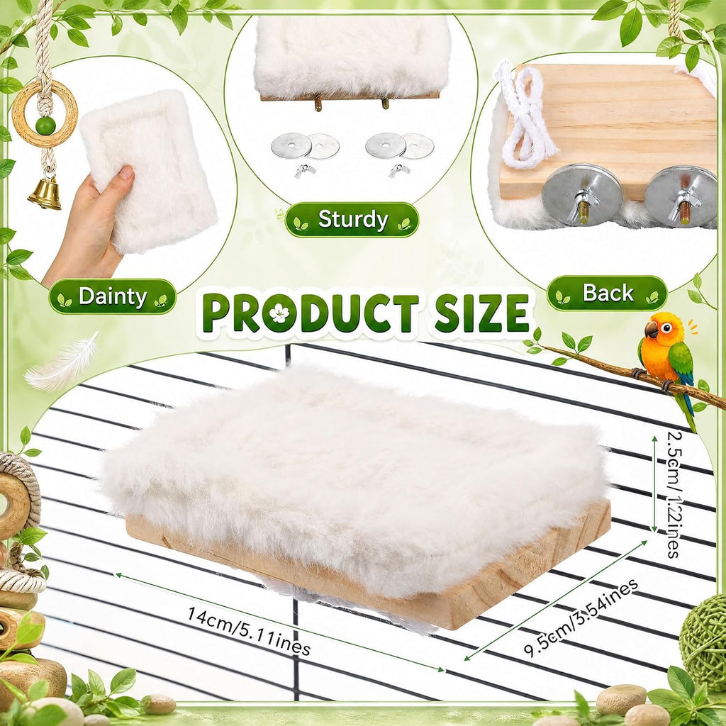 Vinsot Bird Perch for Cage, Detachable Plush Parrot Toy Hanging Bird Resting Nest for Conure, Budgie, Cockatiel, Lovebird, Canary, Finch, Hamster, Small Pets