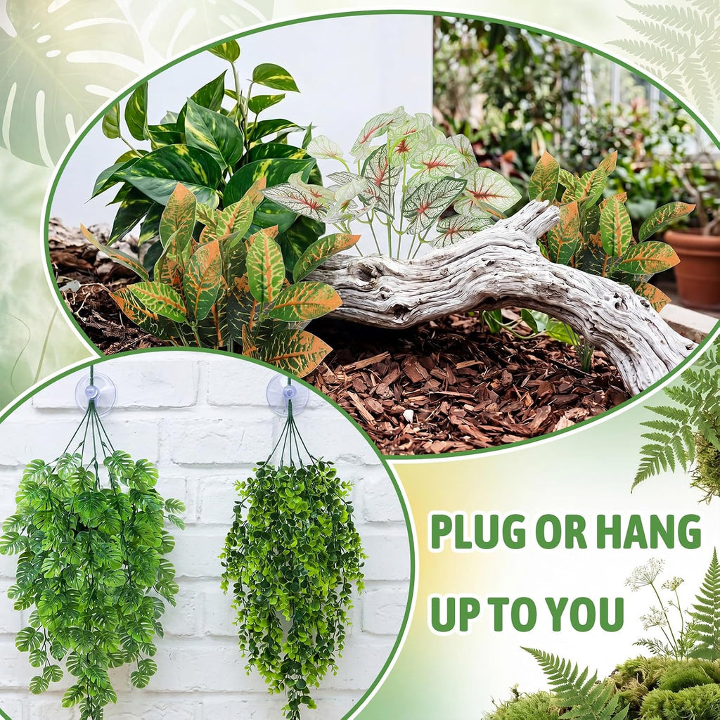 Suncalla 12 Pcs Reptile Plants Terrarium Hanging Vines, Lush