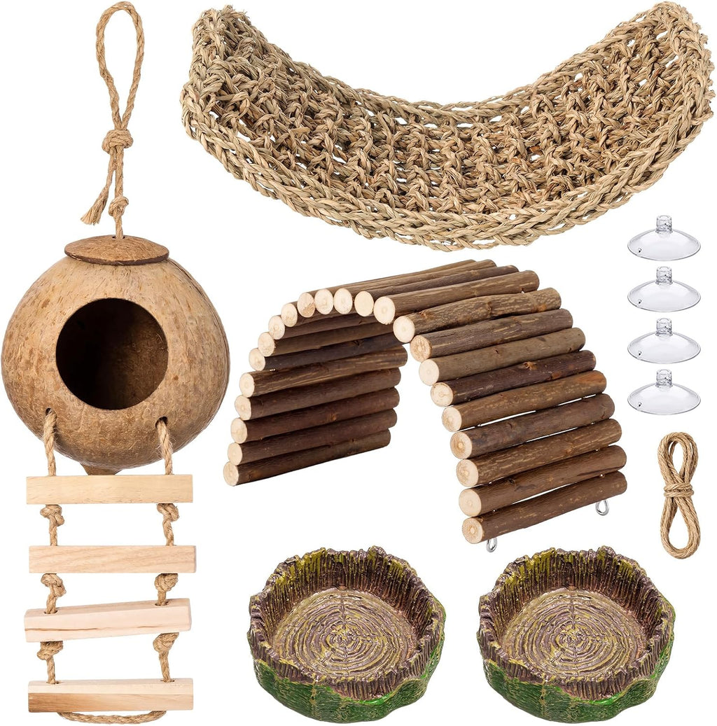 RattanView Bearded Dragon Tank Accessories Reptile Climbing Decor Hut