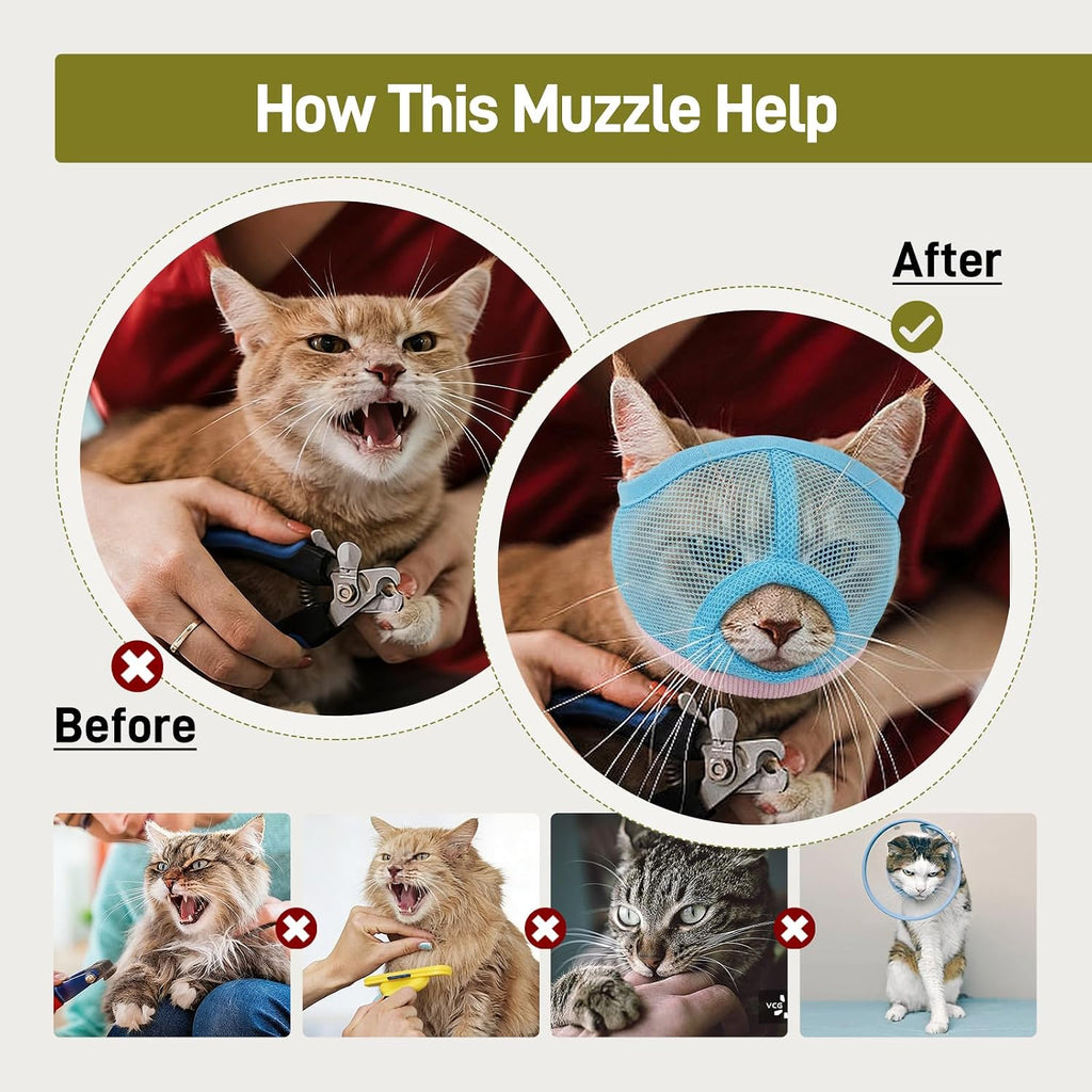 Pezluxe 2pcs Cat Muzzle for Grooming & Nail Trimming