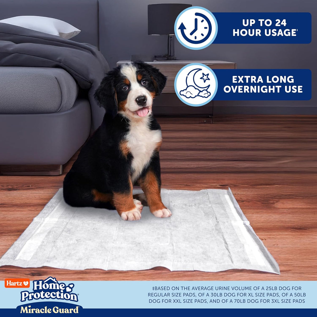 Hartz Miracle Guard Dog and Puppy Dog Pads Max Absorbency 24 Hour Use Odor Eliminating No Leaks, 2XL Size 20 Count
