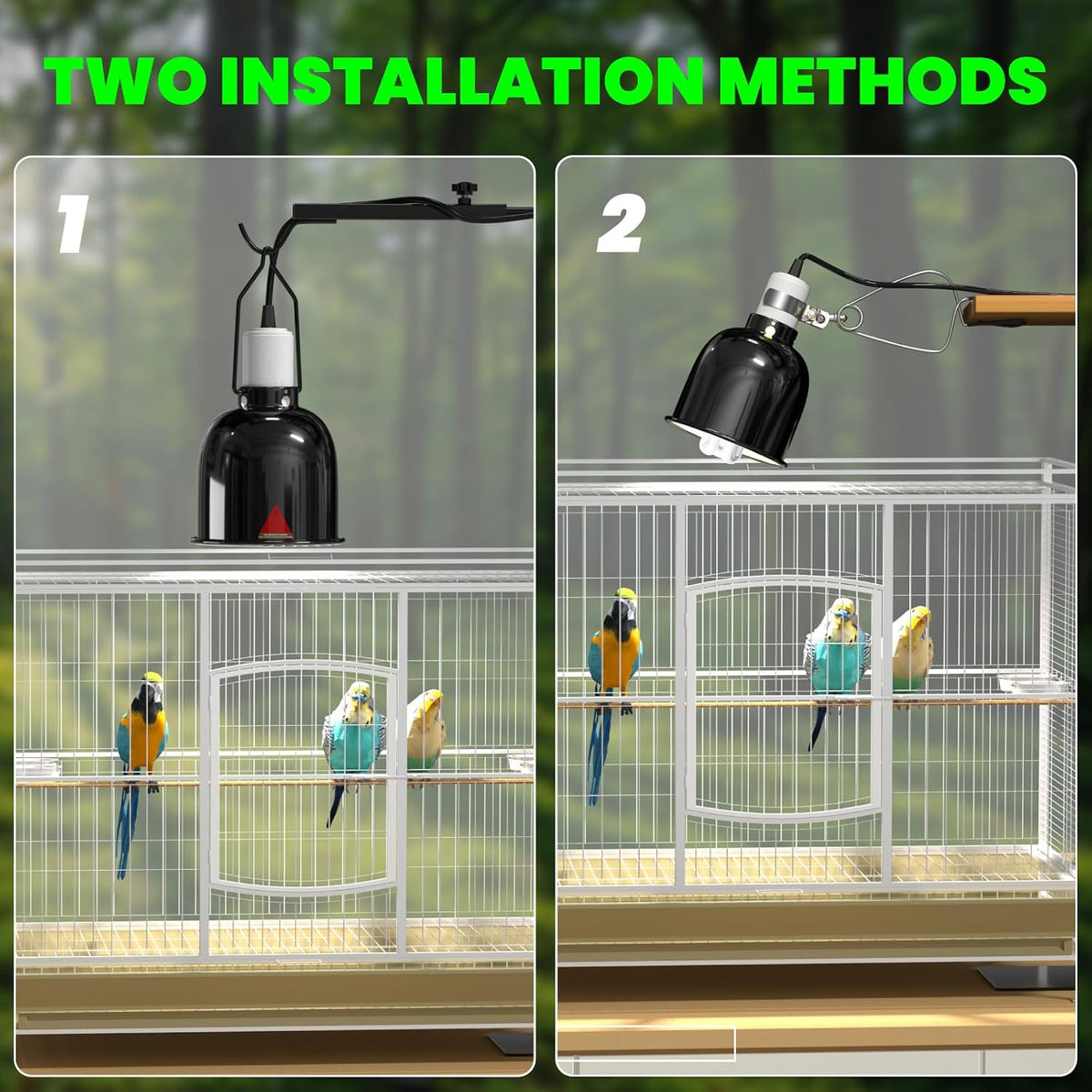 GlowUp Bird Cage Light Fixture Combo Kit, Deep Dome Lampshade with 2.4% UVB Bulb 20W, Bird Light for Captive Birds, Reptiles
