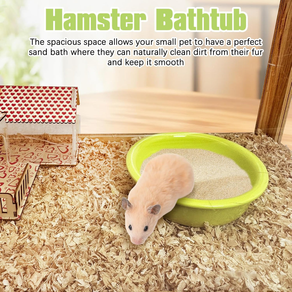 kathson Hamster Sand Bath Box Ceramic Small Animals Shower Bathtub Gerbil Litter Box Mice Bathroom Syrian Hamster Digging Sand Container Cage Accessories for Lemmings (Apple Green)