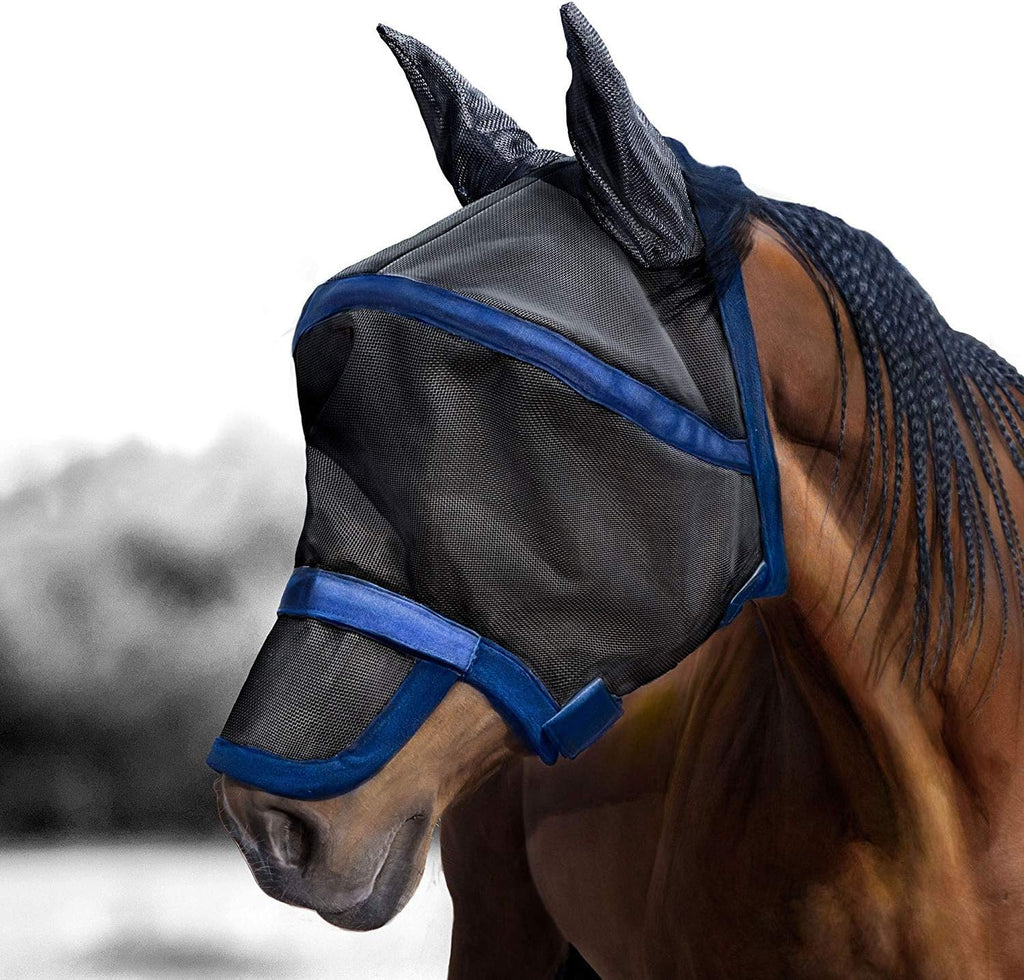Harrison Howard Maskology Supreme Nylon Framework Micro-Woven Material UV-Proof Horse Fly Mask Black Purple (Cob)