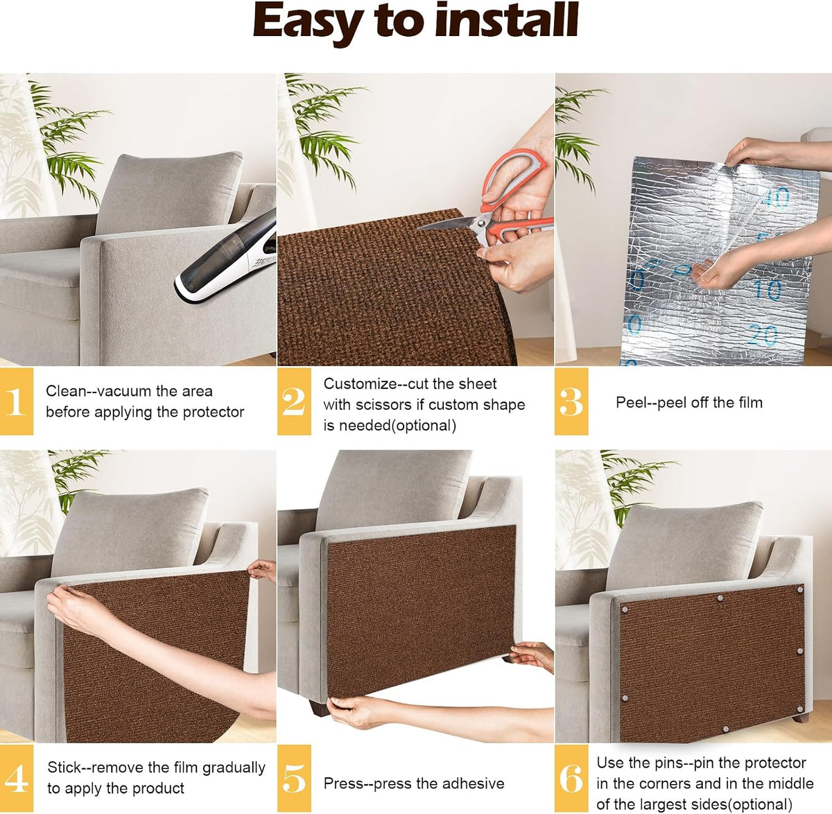 Cat Scratch Furniture Protector, 78.7"x15.8" Cat Scratch Pad for Couch