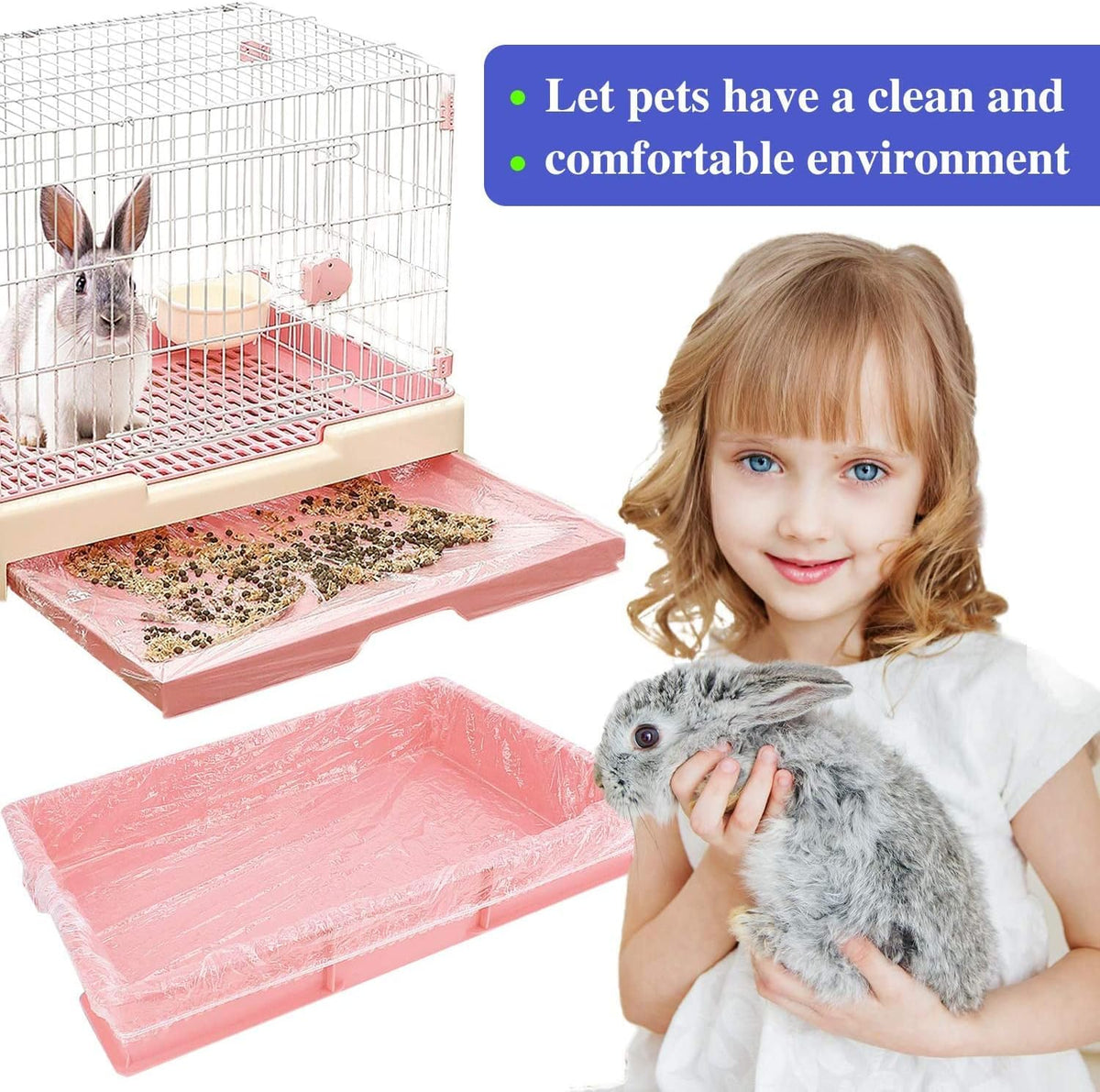 30 pcs Disposable Cage Liners, Clear Plastic Rabbit Cage Liner Bag