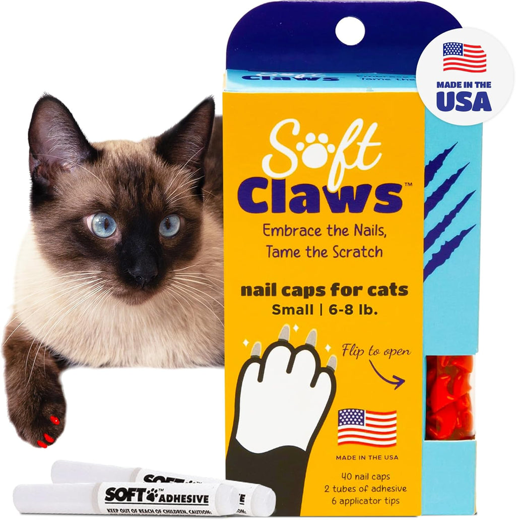 Soft Claws Nail Caps for Small Cats, 40 Caps, Red