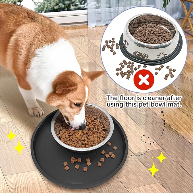 BNOSDM 2 Pack Cat Feeding Mat Pet Silicone Food Mat Black Dog Feeding Mats - Image 6