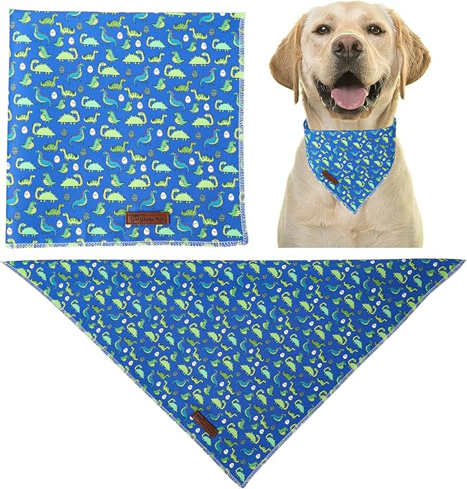 Summer Dog Bandana, UP URARA PUP Dinosaur Triangle Bid Scarf - Image 4