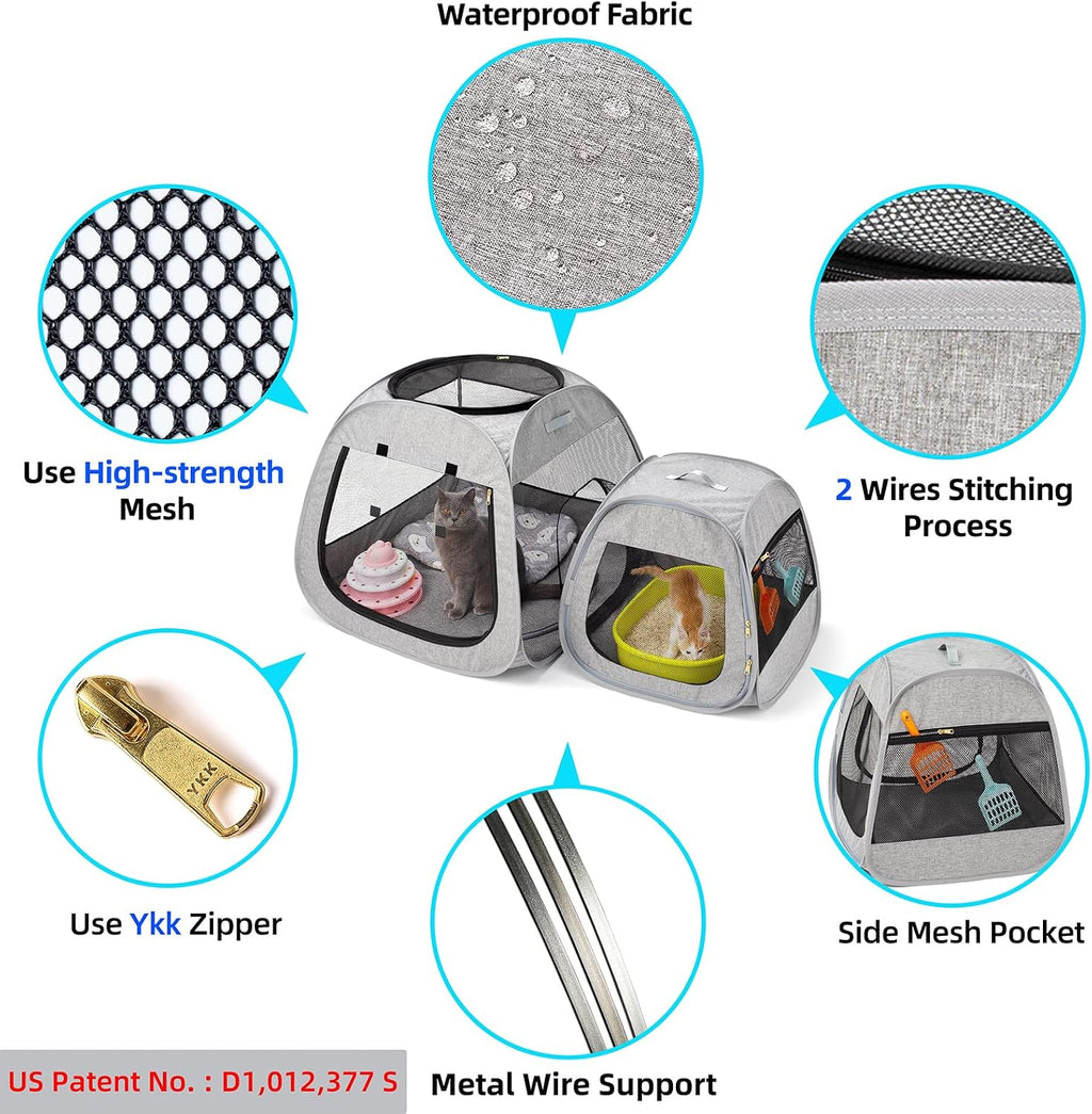Tenrai Portable Cat Playpen, Trapezoidal Design for Better Standing, Foldable Pet Tent for Indoor and Outdoor Use of Kitten and Puppy, Dog Play Enclosure, Cat Houses & Condos