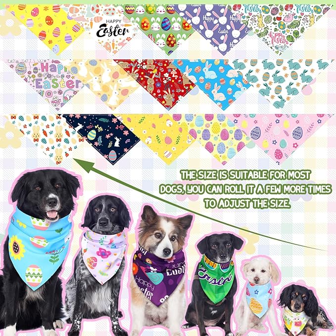 100 Pcs Easter Dog Bandanas Bulk Pet Bibs Colorful Triangle Scarf Pet Bandanas - Image 2