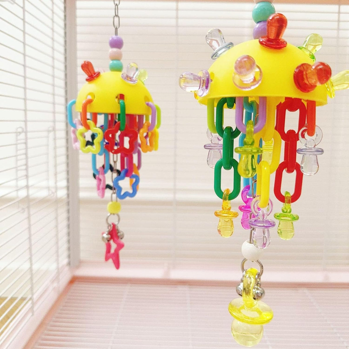 Bird Plastic Toys with Acrylic Pacifiers and Bell