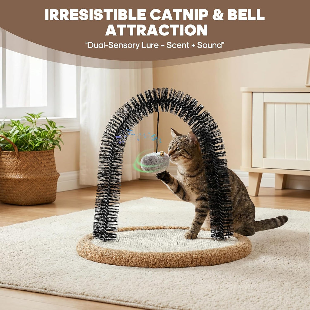 Cat Self Groomer Arch,Sisal/Plush Reversible Base,Scratcher Massager