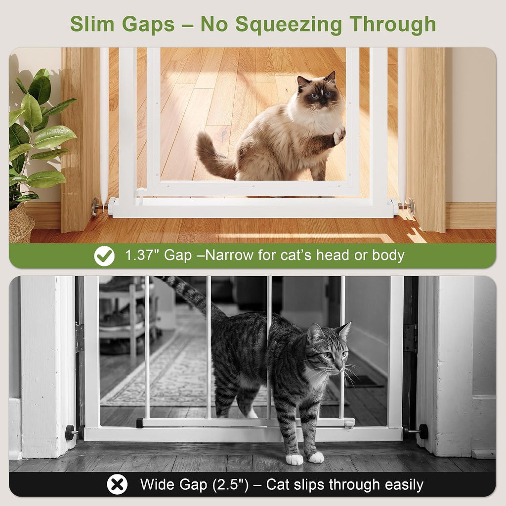 Feonase 73.6" Extra Tall Cat Gate, Full Clear Acrylic, 29.5-32.3"W, White